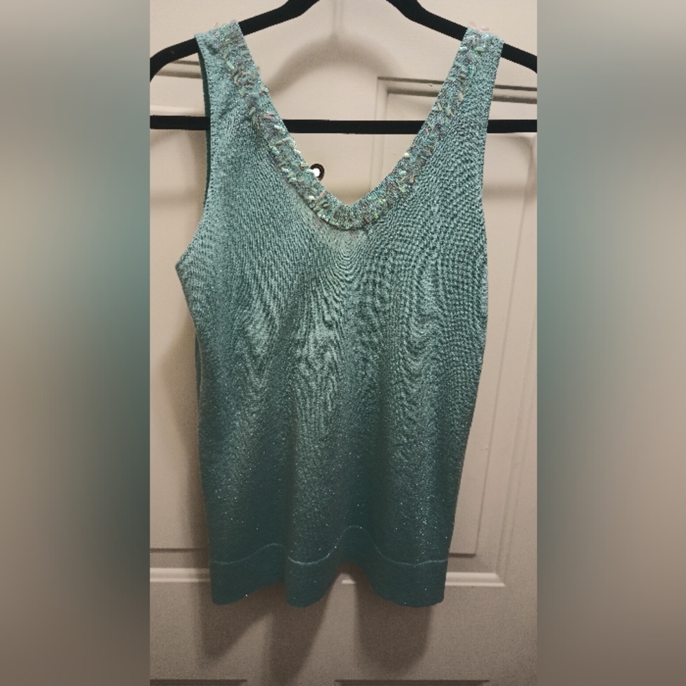 Vintage Necessary Objects Teal Sleeveless Blouse Size L ✨ - Picture 8 of 9